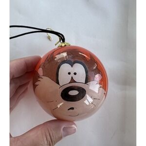 Vtg. Looney Tunes Tasmanian Devil Hand Painted Ball Glass Ornament Inside Paint